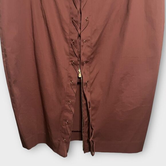 Body By Victoria's Secret Y2k Rosy Brown Zip Back Lace-Up Pencil Skirt Size 14 - Picture 8 of 13